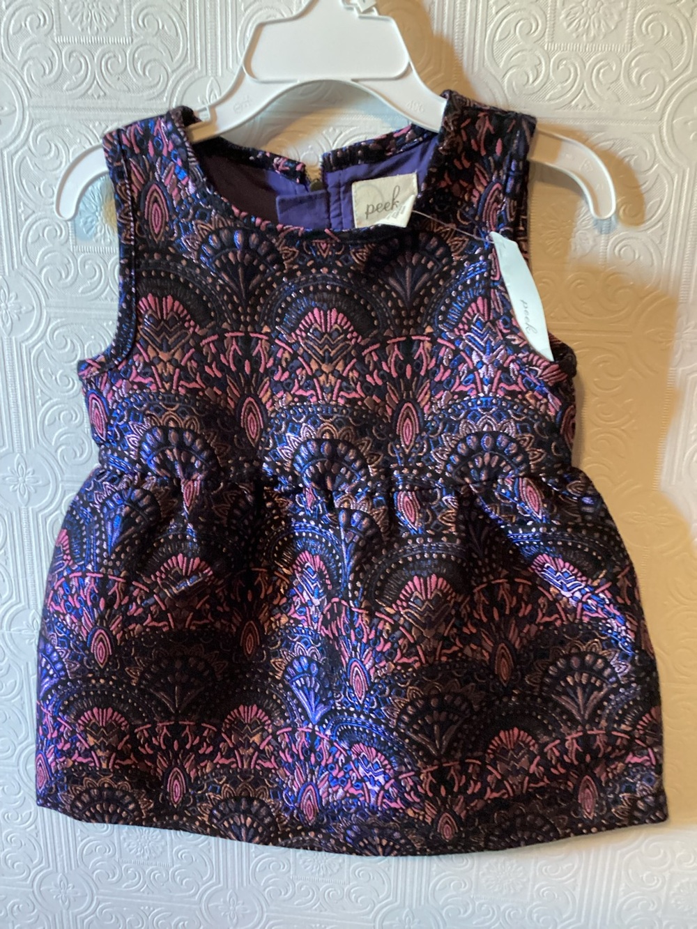 Peek Metallic Print Dress